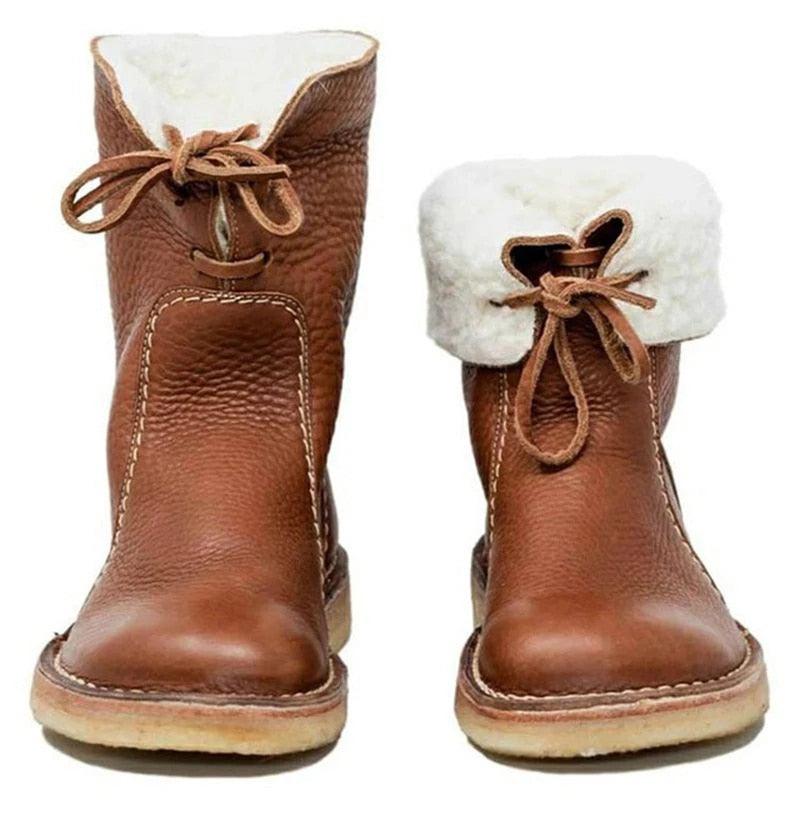 Wasserdichte Leder-Polarstiefel mit Wollfutter