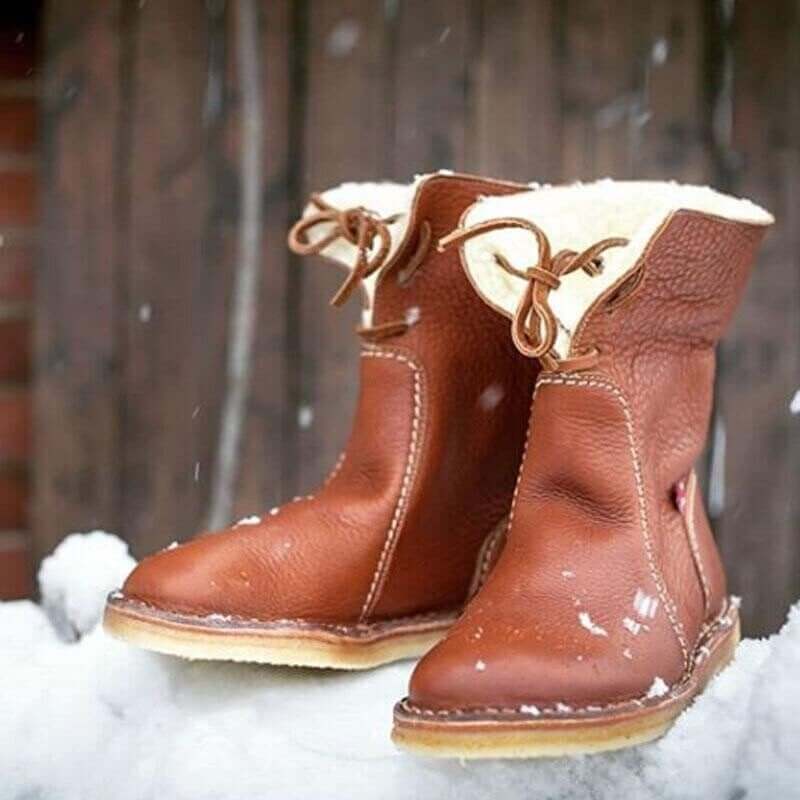Wasserdichte Leder-Polarstiefel mit Wollfutter