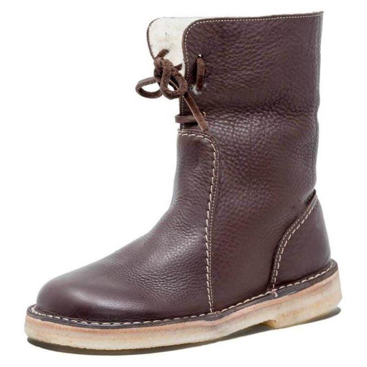 Wasserdichte Leder-Polarstiefel mit Wollfutter