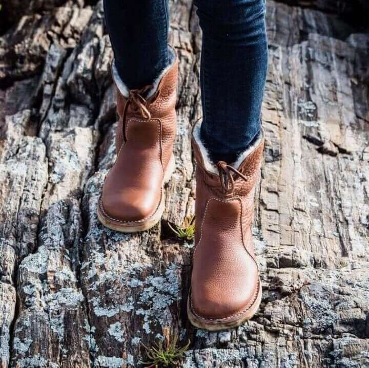 Wasserdichte Leder-Polarstiefel mit Wollfutter