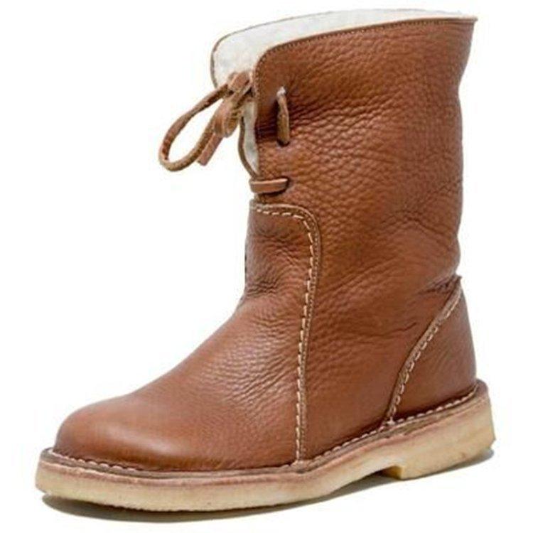 Wasserdichte Leder-Polarstiefel mit Wollfutter