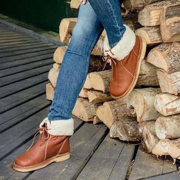 Wasserdichte Leder-Polarstiefel mit Wollfutter